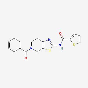 molecular formula C18H19N3O2S2 B2568176 N-(5-(cyclohex-3-enecarbonyl)-4,5,6,7-tetrahydrothiazolo[5,4-c]pyridin-2-yl)thiophene-2-carboxamide CAS No. 1351634-22-4