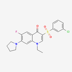 molecular formula C21H20ClFN2O3S B2568184 3-[(3-氯苯基)磺酰基]-1-乙基-6-氟-7-吡咯烷-1-基喹啉-4(1H)-酮 CAS No. 892756-92-2