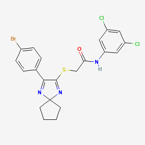 2-{[3-(4-bromophenyl)-1,4-diazaspiro[4.4]nona-1,3-dien-2-yl]sulfanyl}-N-(3,5-dichlorophenyl)acetamide