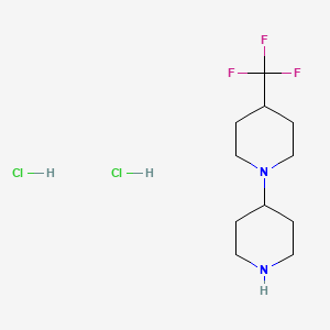 molecular formula C11H21Cl2F3N2 B2568190 1-哌啶-4-基-4-(三氟甲基)哌啶；二盐酸盐 CAS No. 2306263-01-2