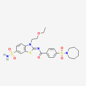 (Z)-4-(azepan-1-ylsulfonyl)-N-(3-(2-ethoxyethyl)-6-sulfamoylbenzo[d]thiazol-2(3H)-ylidene)benzamide