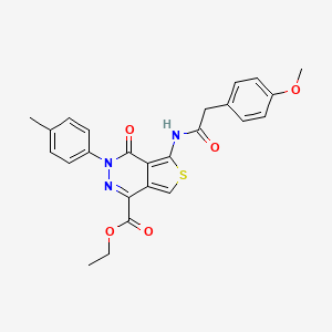 molecular formula C25H23N3O5S B2568210 Ethyl 5-(2-(4-methoxyphenyl)acetamido)-4-oxo-3-(p-tolyl)-3,4-dihydrothieno[3,4-d]pyridazine-1-carboxylate CAS No. 851948-57-7