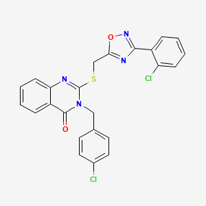 molecular formula C24H16Cl2N4O2S B2568214 3-(4-chlorobenzyl)-2-(((3-(2-chlorophenyl)-1,2,4-oxadiazol-5-yl)methyl)thio)quinazolin-4(3H)-one CAS No. 2034573-32-3