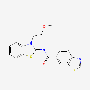 molecular formula C18H15N3O2S2 B2568236 (Z)-N-(3-(2-甲氧基乙基)苯并[d]噻唑-2(3H)-亚甲基)苯并[d]噻唑-6-甲酰胺 CAS No. 864975-69-9