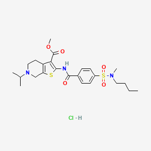 molecular formula C24H34ClN3O5S2 B2568252 盐酸甲基2-(4-(N-丁基-N-甲基磺酰氨基)苯甲酰氨基)-6-异丙基-4,5,6,7-四氢噻吩并[2,3-c]吡啶-3-羧酸酯 CAS No. 1216685-08-3