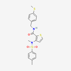 molecular formula C21H22N2O3S3 B2568256 3-{methyl[(4-methylphenyl)sulfonyl]amino}-N-[4-(methylsulfanyl)benzyl]thiophene-2-carboxamide CAS No. 1115871-55-0