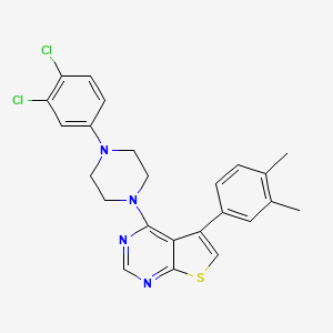 molecular formula C24H22Cl2N4S B2568262 4-(4-(3,4-二氯苯基)哌嗪-1-基)-5-(3,4-二甲苯基)噻吩并[2,3-d]嘧啶 CAS No. 670270-18-5