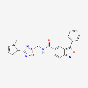 molecular formula C22H17N5O3 B2568263 N-((3-(1-甲基-1H-吡咯-2-基)-1,2,4-恶二唑-5-基)甲基)-3-苯基苯并[c]异恶唑-5-甲酰胺 CAS No. 2034440-54-3