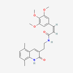 molecular formula C25H28N2O5 B2568265 (Z)-N-(2-(5,8-dimethyl-2-oxo-1,2-dihydroquinolin-3-yl)ethyl)-3-(3,4,5-trimethoxyphenyl)acrylamide CAS No. 851406-99-0