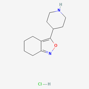 molecular formula C12H19ClN2O B2568266 3-Piperidin-4-yl-4,5,6,7-tetrahydro-2,1-benzoxazole;hydrochloride CAS No. 2361643-54-9