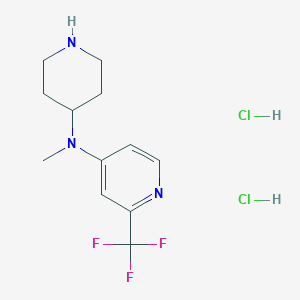molecular formula C12H18Cl2F3N3 B2568269 N-甲基-N-哌啶-4-基-2-(三氟甲基)吡啶-4-胺；二盐酸盐 CAS No. 2379946-53-7