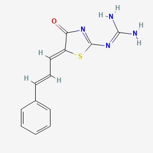 molecular formula C13H12N4OS B2568270 N-[4-氧代-5-[(Z,2E)-3-苯基-2-丙烯亚基]-1,3-噻唑-2(4H)-基]胍 CAS No. 866040-87-1