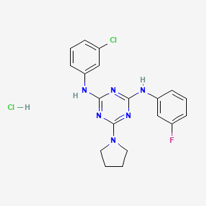 N2-(3-chlorophenyl)-N4-(3-fluorophenyl)-6-(pyrrolidin-1-yl)-1,3,5-triazine-2,4-diamine hydrochloride