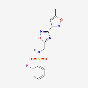 2-fluoro-N-((3-(5-methylisoxazol-3-yl)-1,2,4-oxadiazol-5-yl)methyl)benzenesulfonamide