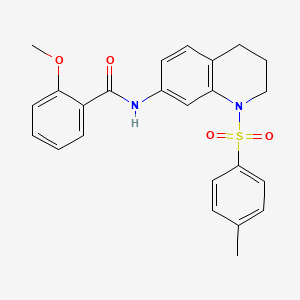 molecular formula C24H24N2O4S B2568281 2-methoxy-N-(1-tosyl-1,2,3,4-tetrahydroquinolin-7-yl)benzamide CAS No. 898413-68-8
