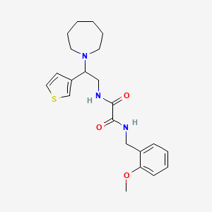 molecular formula C22H29N3O3S B2568302 N1-(2-(azepan-1-yl)-2-(thiophen-3-yl)ethyl)-N2-(2-methoxybenzyl)oxalamide CAS No. 946248-62-0