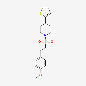 molecular formula C18H23NO3S2 B2568309 1-((4-甲氧基苯乙基)磺酰基)-4-(噻吩-2-基)哌啶 CAS No. 1396869-28-5