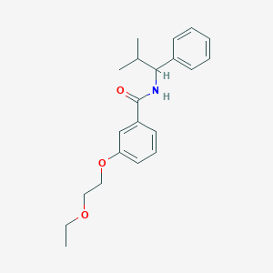 molecular formula C21H27NO3 B256831 3-(2-ethoxyethoxy)-N-(2-methyl-1-phenylpropyl)benzamide 