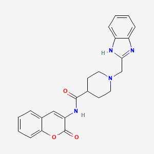 molecular formula C23H22N4O3 B2568316 1-((1H-苯并[d]咪唑-2-基)甲基)-N-(2-氧代-2H-色烯-3-基)哌啶-4-甲酰胺 CAS No. 1207052-47-8