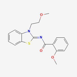molecular formula C18H18N2O3S B2568322 2-甲氧基-N-[3-(2-甲氧基乙基)-1,3-苯并噻唑-2-亚烷基]苯甲酰胺 CAS No. 864975-65-5