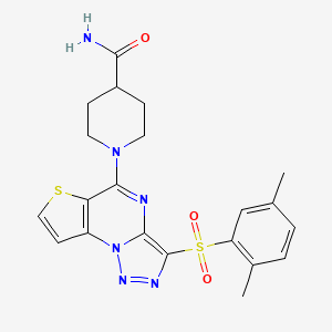 1-(3-((2,5-Dimethylphenyl)sulfonyl)thieno[2,3-e][1,2,3]triazolo[1,5-a]pyrimidin-5-yl)piperidine-4-carboxamide