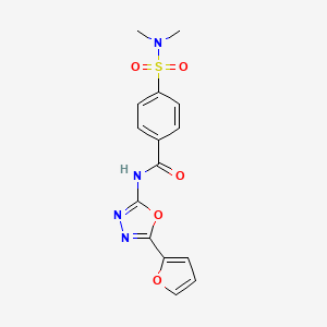 molecular formula C15H14N4O5S B2568331 4-(dimethylsulfamoyl)-N-[5-(2-furanyl)-1,3,4-oxadiazol-2-yl]benzamide CAS No. 851095-24-4