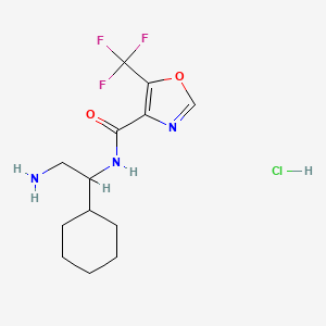 molecular formula C13H19ClF3N3O2 B2568337 N-(2-Amino-1-cyclohexylethyl)-5-(trifluoromethyl)-1,3-oxazole-4-carboxamide;hydrochloride CAS No. 2418719-03-4