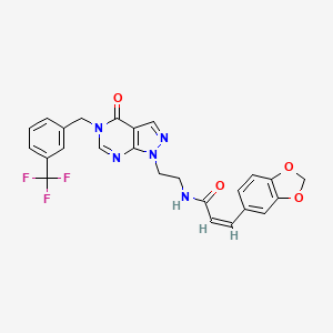 (Z)-3-(benzo[d][1,3]dioxol-5-yl)-N-(2-(4-oxo-5-(3-(trifluoromethyl)benzyl)-4,5-dihydro-1H-pyrazolo[3,4-d]pyrimidin-1-yl)ethyl)acrylamide