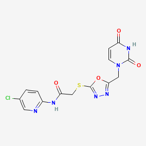 molecular formula C14H11ClN6O4S B2568339 N-(5-chloropyridin-2-yl)-2-((5-((2,4-dioxo-3,4-dihydropyrimidin-1(2H)-yl)methyl)-1,3,4-oxadiazol-2-yl)thio)acetamide CAS No. 1091393-72-4
