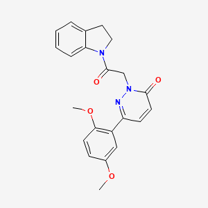 molecular formula C22H21N3O4 B2568354 6-(2,5-dimethoxyphenyl)-2-(2-(indolin-1-yl)-2-oxoethyl)pyridazin-3(2H)-one CAS No. 941883-61-0