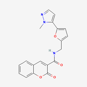 molecular formula C19H15N3O4 B2568355 N-{[5-(1-methyl-1H-pyrazol-5-yl)furan-2-yl]methyl}-2-oxo-2H-chromene-3-carboxamide CAS No. 2415542-45-7