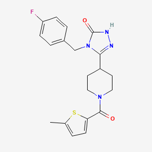 molecular formula C20H21FN4O2S B2568377 4-(4-fluorobenzyl)-5-{1-[(5-methyl-2-thienyl)carbonyl]piperidin-4-yl}-2,4-dihydro-3H-1,2,4-triazol-3-one CAS No. 1775311-16-4