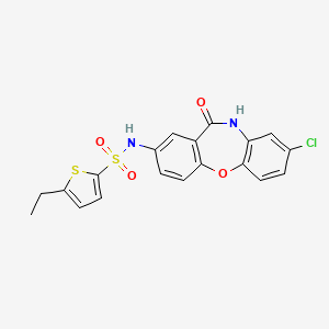 molecular formula C19H15ClN2O4S2 B2568380 N-(8-chloro-11-oxo-10,11-dihydrodibenzo[b,f][1,4]oxazepin-2-yl)-5-ethylthiophene-2-sulfonamide CAS No. 922094-29-9