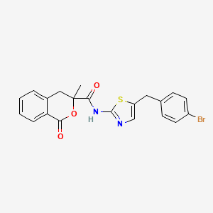 molecular formula C21H17BrN2O3S B2568384 N-[5-(4-溴苄基)-1,3-噻唑-2-基]-3-甲基-1-氧代-3,4-二氢-1H-异色罗烯-3-甲酰胺 CAS No. 708250-52-6