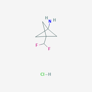 molecular formula C6H10ClF2N B2568385 3-(二氟甲基)双环[1.1.1]戊烷-1-胺盐酸盐 CAS No. 2108549-79-5