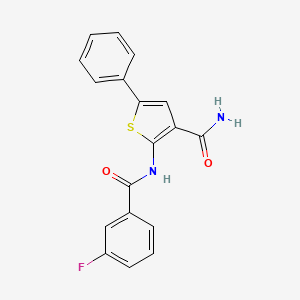 molecular formula C18H13FN2O2S B2568397 2-(3-Fluorobenzamido)-5-phenylthiophene-3-carboxamide CAS No. 941993-82-4