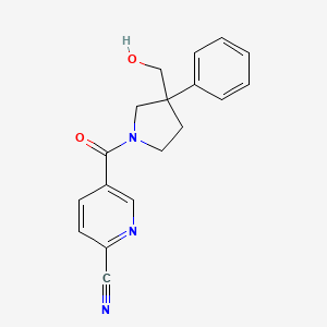 5-[3-(Hydroxymethyl)-3-phenylpyrrolidine-1-carbonyl]pyridine-2-carbonitrile