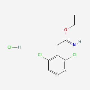 molecular formula C10H12Cl3NO B2568411 Ethyl 2-(2,6-dichlorophenyl)ethanecarboximidate hydrochloride CAS No. 77831-48-2