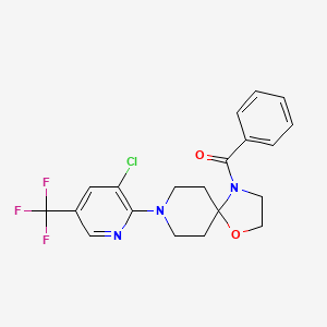 molecular formula C20H19ClF3N3O2 B2568422 {8-[3-Chloro-5-(trifluoromethyl)-2-pyridinyl]-1-oxa-4,8-diazaspiro[4.5]dec-4-yl}(phenyl)methanone CAS No. 338397-32-3