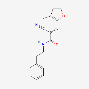 molecular formula C17H16N2O2 B2568426 2-cyano-3-(3-methylfuran-2-yl)-N-(2-phenylethyl)prop-2-enamide CAS No. 1424625-91-1