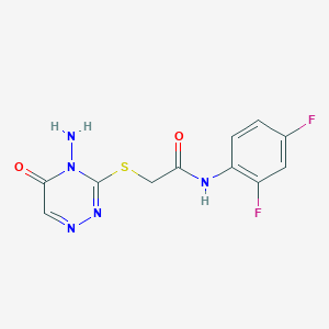 molecular formula C11H9F2N5O2S B2568428 2-[(4-amino-5-oxo-1,2,4-triazin-3-yl)sulfanyl]-N-(2,4-difluorophenyl)acetamide CAS No. 869068-26-8