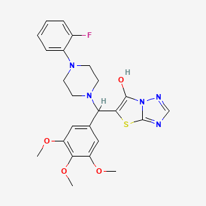 molecular formula C24H26FN5O4S B2568430 5-[[4-(2-Fluorophenyl)piperazin-1-yl]-(3,4,5-trimethoxyphenyl)methyl]-[1,3]thiazolo[3,2-b][1,2,4]triazol-6-ol CAS No. 868220-68-2