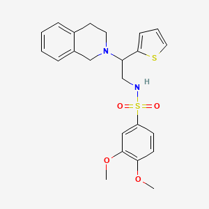 molecular formula C23H26N2O4S2 B2568437 N-(2-(3,4-dihydroisoquinolin-2(1H)-yl)-2-(thiophen-2-yl)ethyl)-3,4-dimethoxybenzenesulfonamide CAS No. 898452-61-4