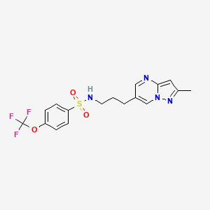 molecular formula C17H17F3N4O3S B2568447 N-(3-(2-甲基吡唑并[1,5-a]嘧啶-6-基)丙基)-4-(三氟甲氧基)苯磺酰胺 CAS No. 1798032-95-7