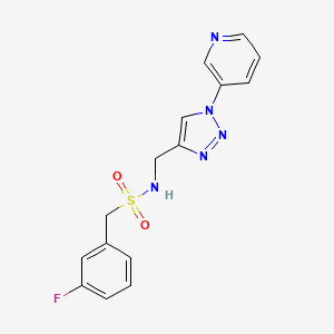 molecular formula C15H14FN5O2S B2568457 1-(3-fluorophenyl)-N-((1-(pyridin-3-yl)-1H-1,2,3-triazol-4-yl)methyl)methanesulfonamide CAS No. 2034270-94-3