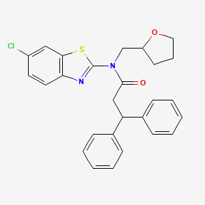 N-(6-chlorobenzo[d]thiazol-2-yl)-3,3-diphenyl-N-((tetrahydrofuran-2-yl)methyl)propanamide