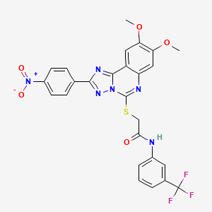 2-((8,9-dimethoxy-2-(4-nitrophenyl)-[1,2,4]triazolo[1,5-c]quinazolin-5-yl)thio)-N-(3-(trifluoromethyl)phenyl)acetamide