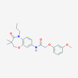 molecular formula C23H28N2O5 B2568461 N-(3,3-dimethyl-4-oxo-5-propyl-2,3,4,5-tetrahydrobenzo[b][1,4]oxazepin-8-yl)-2-(3-methoxyphenoxy)acetamide CAS No. 921526-11-6