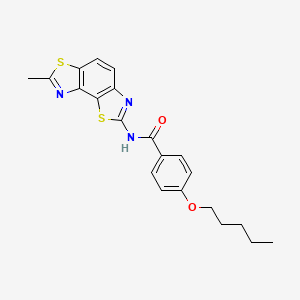 molecular formula C21H21N3O2S2 B2568466 N-(7-methyl-[1,3]thiazolo[5,4-e][1,3]benzothiazol-2-yl)-4-pentoxybenzamide CAS No. 477556-00-6