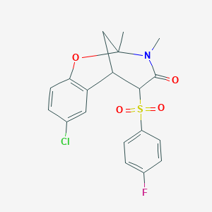 molecular formula C19H17ClFNO4S B2568473 4-Chloro-12-(4-fluorobenzenesulfonyl)-9,10-dimethyl-8-oxa-10-azatricyclo[7.3.1.0^{2,7}]trideca-2,4,6-trien-11-one CAS No. 2097916-61-3